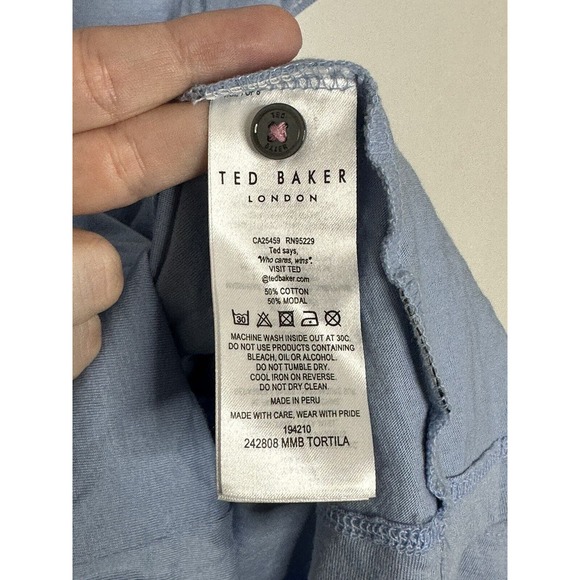 Ted Baker Mens Sz 4 Polo T Shirt Collared Cotton Casual Pale Blue - Picture 4 of 6